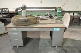 Lot-(1) Shop Desk and (1) Pedestal Shop Fan