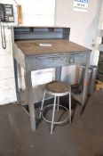 (1) Foreman's Shop Desk with Stool and (1) Short Section Shelving