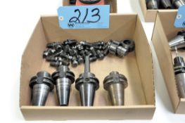 Lot-(4) CAT40 Taper Tool Holders, Collet Nuts, and Pull Studs in (1) Box