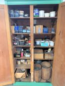 Wooden 2-Door Supply Cabinet with Screws, Wire, and Misc. Hardware Contents