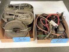Lot-Ratchet Straps and Bungee Cords in (2) Boxes Under (1) Table