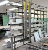Lot-Aluminum Flat Bar, Angle, Solid Round, Square Tube, Rectangular Tube, & Plate Stock in (1) Rack