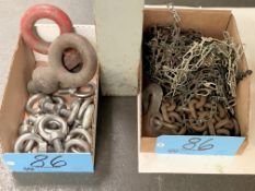 Lot-Various Chains and Eye Bolts in (2) Boxes