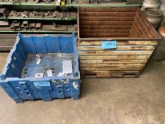 Lot of (2) Containers, (1) Blue Plastic, (1) Metal