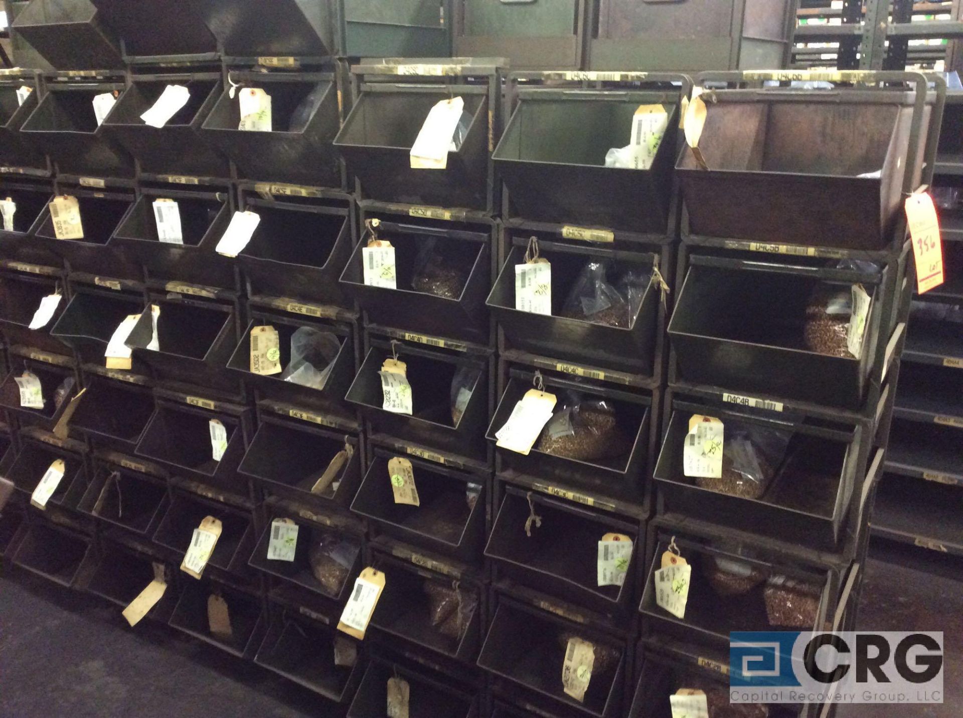 Lot of asst steel parts bins, estimated count of +/- 400 total (LATE PICKUP AFTER BINS ARE EMPTY) ( - Image 2 of 7
