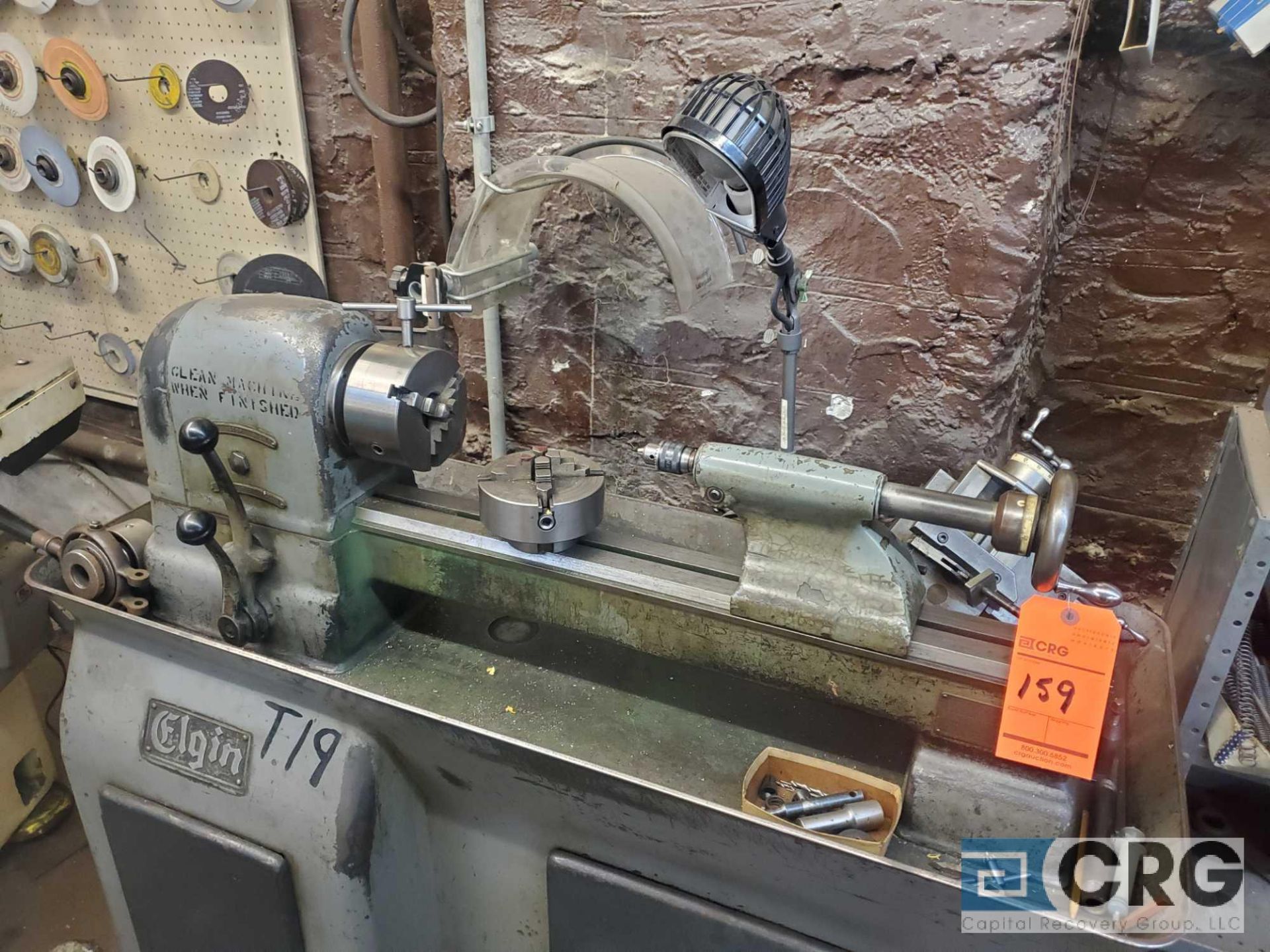 Elgin (Hardinge) lathe, 9 X 18 inch BC, sn 5/9-1840, with 3-jaw and 4-jaw chucks, tailstock and - Image 3 of 5