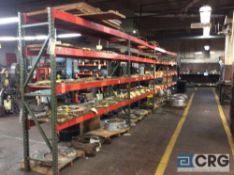 Lot of (7) sections Interlake teardrop style 8 foot high pallet rack consisting of, (10) 8 foot high