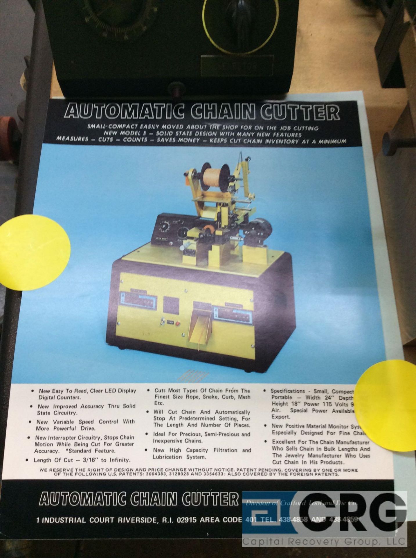 Crafford Tool automatic chain cutter, mn E (LOCATED ON 1ST FLOOR PRODUCTION AREA) - Image 2 of 3