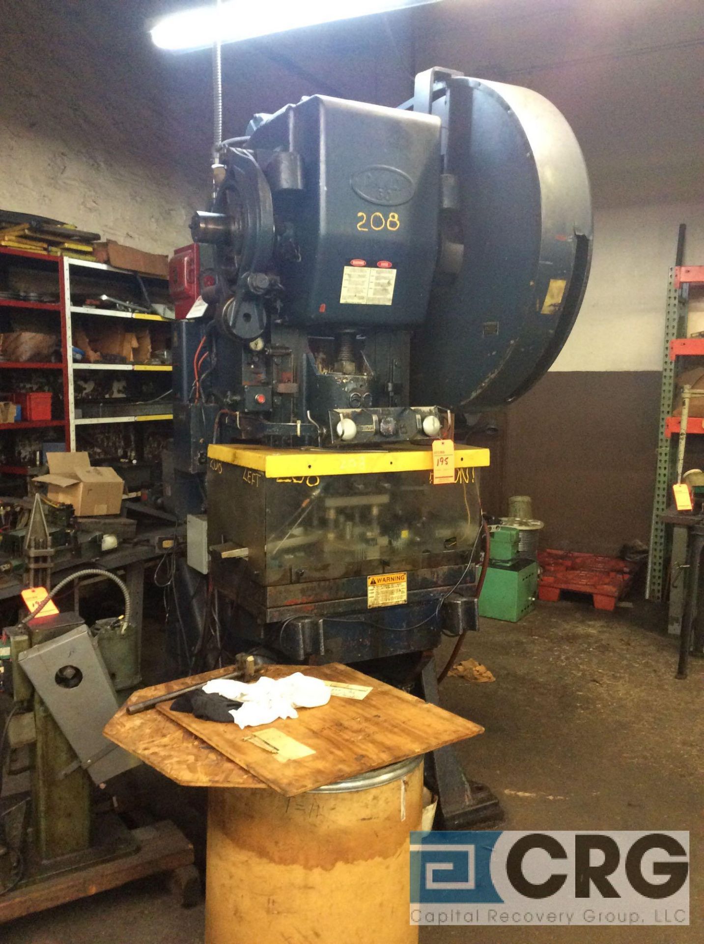 Danly 60:ton press with air clutch, sn 6051960163, 3 1/2 inch stroke, 13 1/2 inch shut height, - Image 2 of 5