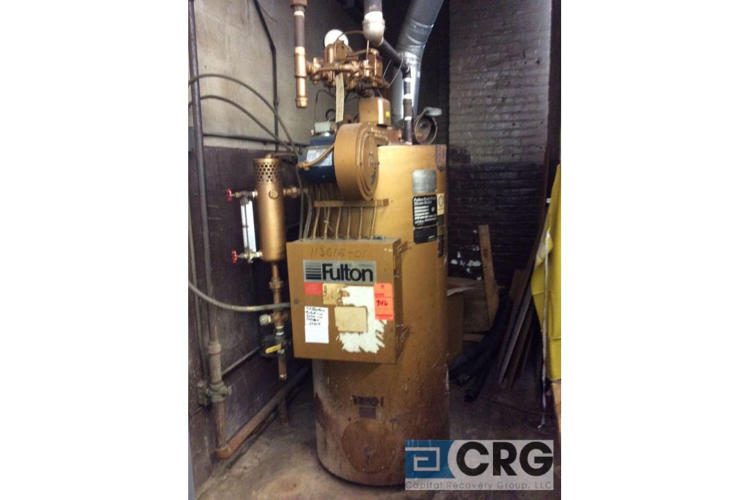 Fulton FB-010-A fuel fired steam boiler, 345 lbs steam/hour, 150 MWP, 470,000 BTU max firing rate - Image 1 of 3
