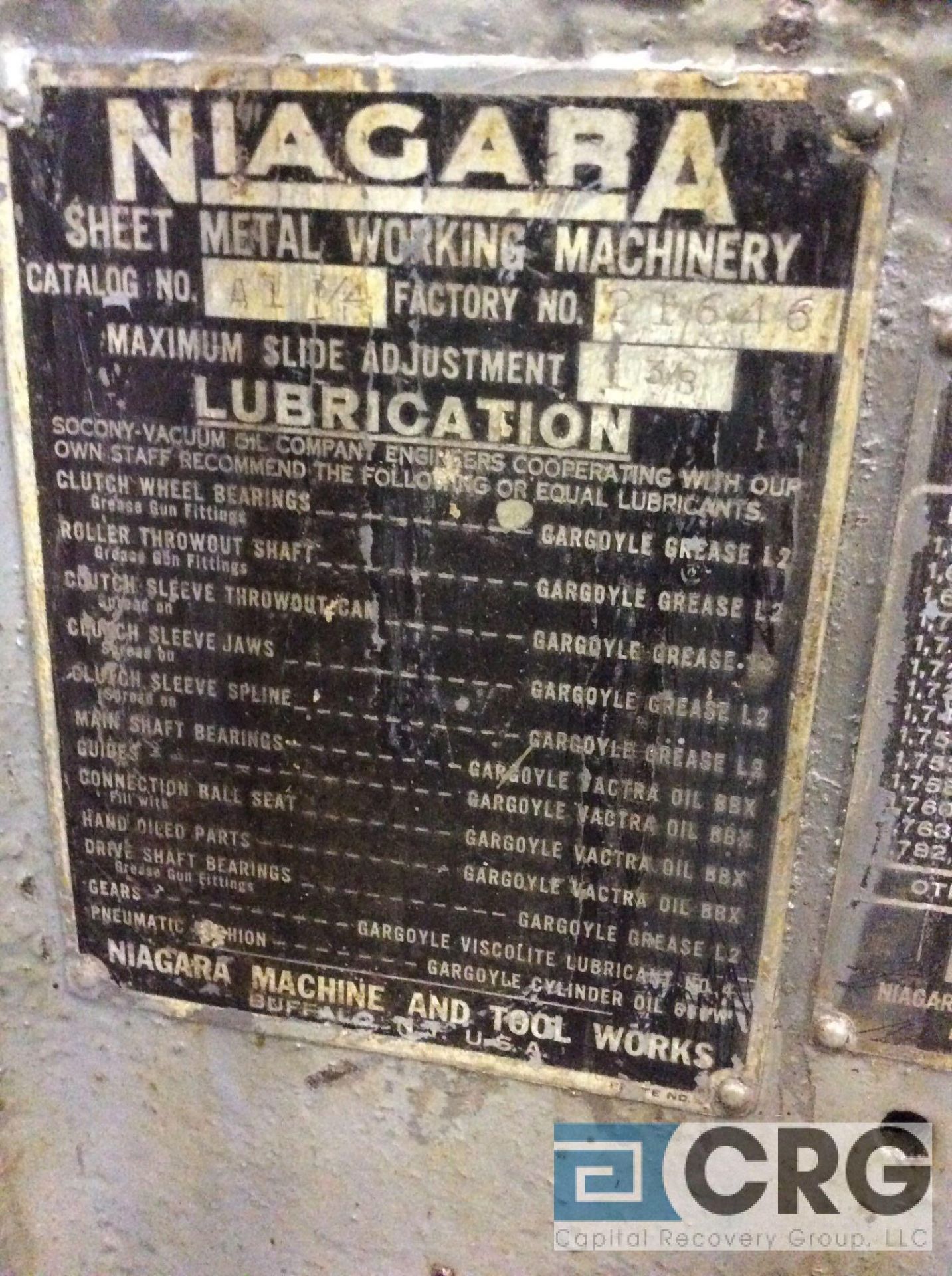 Niagara A1-3/4 punch press, sn 21646, 80 strokes per minute, 1 3/8 inch slide adjustment, min - Image 3 of 5