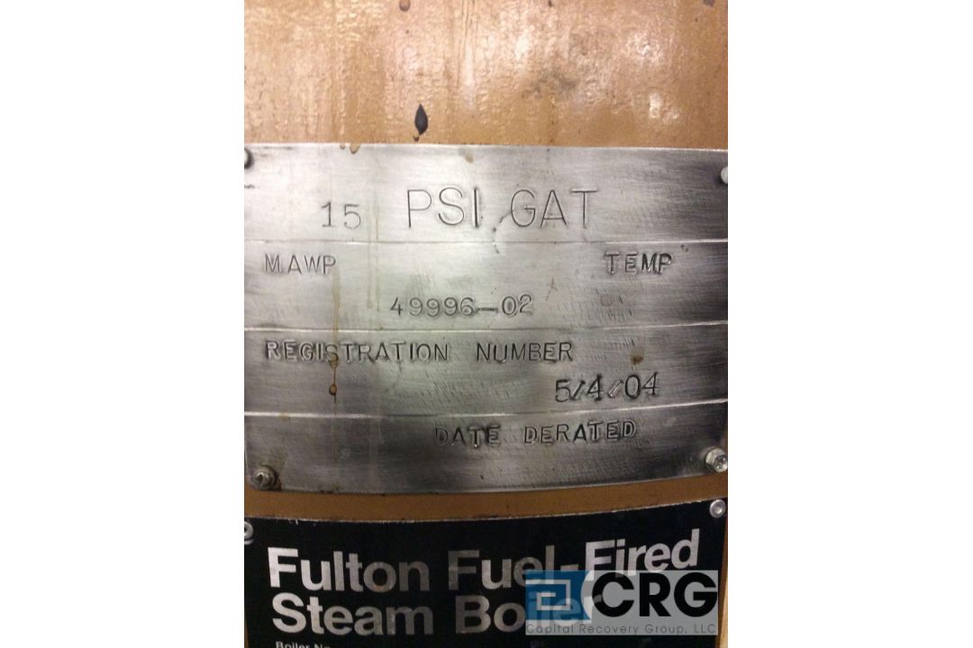 Fulton FB-010-A fuel fired steam boiler, 345 lbs steam/hour, 150 MWP, 470,000 BTU max firing rate - Image 3 of 3