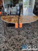 Lot of (2) pie shaped tables - 1/4 round end table
