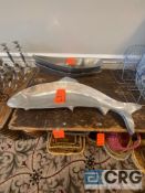 Lot of (2) decorative metal fish-shaped platters 3 feet long
