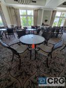 5 piece set of outdoor furniture including (4) metal chairs with cushions, and (1) table 43 in.