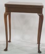 Modern walnut card table on cabriole legs