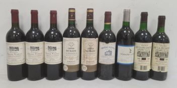 Two bottles of Chateau Haut Blagnac 1995, three bottles of 1994 Chateau Grand Videau, two bottles of