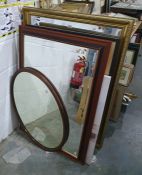 Rectangular gilt framed mirror, assorted modern prints, mirrors, etc