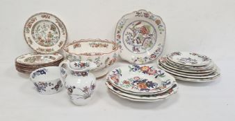 Quantity pieces 19th century ironstone china pottery with chinoiserie floral decoration, Copeland