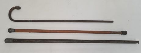 Early 20th century walking cane with silver top, bearing the regimental crest for Hampshire, another