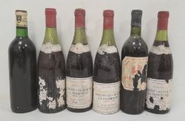 Four bottles of 1972 Savigny-les-Beaune La Dominode, one bottle of Chateau Montlabert (label