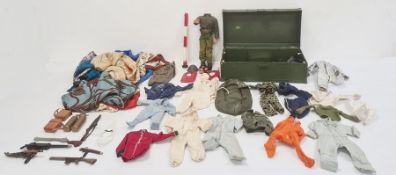Action Man (damaged), quantity Action Man outfits including astronaut and accessories including skis