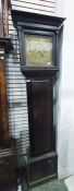 Stained oak longcase clock, with 30-hour movement, the brass dial with Roman numerals and marked '