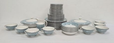 Royal Doulton dinner service 'Reflection' pattern, with grey and white borders, mainly for 12, to