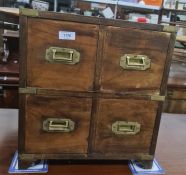 Modern campaign-style chest of four drawers, 36cm x 39cm