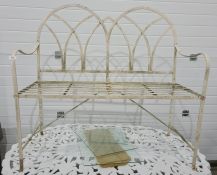 White painted iron two-seat bench