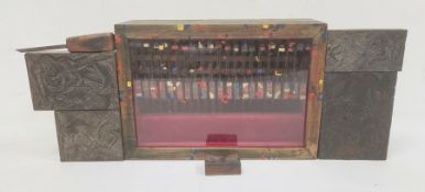 Attributed to Michael Holland (1947-2002), a printing wood block depicting tools and waste, 14.5 x