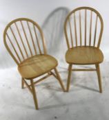 Pair of modern beech stickback chairs (2)
