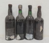 One bottle of Robert's Port, Chester (label missing) and three other bottles, various (4)  (