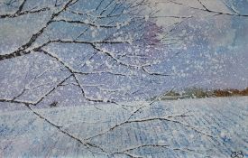 Chris Bourne (20th century school) Oil on board  Snowy landscape scene, initialled CB lower right,