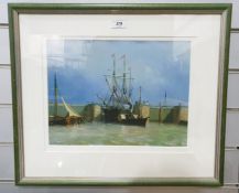 Set of six colour prints after 19th century school oils, ships at sea, various sizes (6)