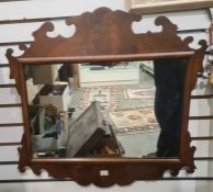19th century mahogany fretwork carved mirror