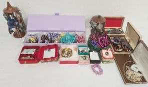 A quantity of costume jewellery, beaded necklaces, earrings, bangles etc (1 box)