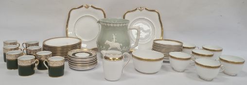 Spode 'Fortuna' green and white pottery large jug, quantity of Tuscan china teaware with gilt and