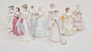 Nine Coalport figures, Helen of Troy, Marie Antoinette, Nell Gwynn, Madame de Pompadour, Mrs