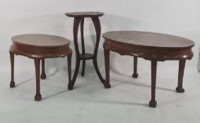 Two oval coffee tables and an aspidistra stand (3)