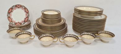 Lennox china dinner service made for Ovington Bros. New York with royal blue gilt and white