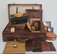 Vintage leather suitcase, document box, small stationery cases, leather boxes and other similar