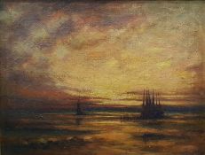 Harold C Heward (1881-1973)  Oil on canvas Fishing boats at dusk Signed lower left and dated 1924