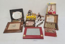 Two Pelham puppets of a dog and a horse, one boxed, various other toys and games, a late 19th/
