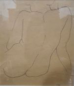 20th century school Pencil study Nude, initialled FHB lower right and a quantity of decorative