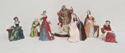 Royal Doulton set of figures, Henry VIII and his six wives.... Catherine of Aragon, Anne Boleyn,