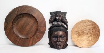 Ingrained spalted birch shallow bowl, 35cm diameter, an Ingrained large figured and stained wood