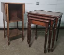 Modern nest of three mahogany tables and one further side table (2)