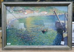 Colour print after Laura Knight (20th century school) of a boat, various landscape prints and