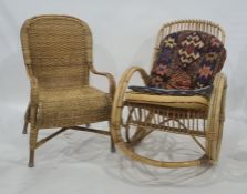20th century cane rocking chair and one further wicker chair (2)
